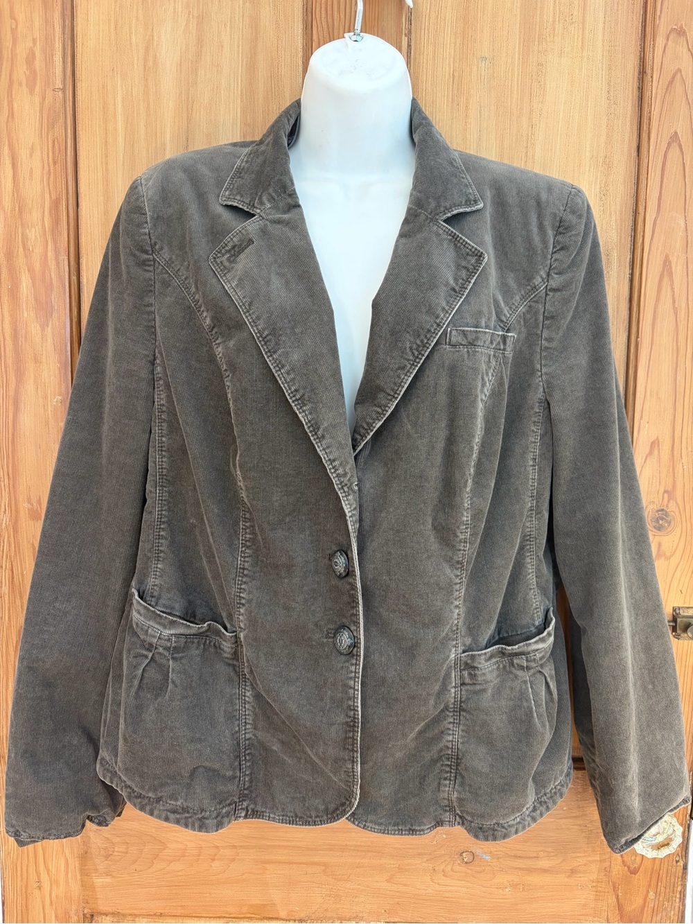 Washed Charcoal Corduroy Two-Button Blazer